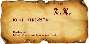 Kuhl Miklós névjegykártya